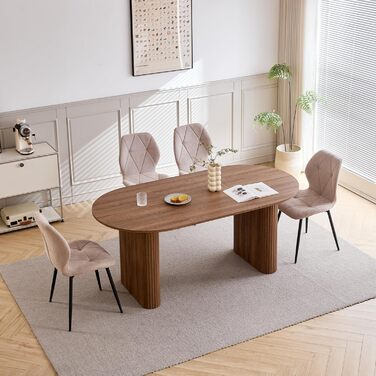 Овальний дерев&39яний обідній стіл, 180 см Сучасний кухонний обідній стіл Великий стіл з МДФ на 6-8 осіб (темно-коричневий)