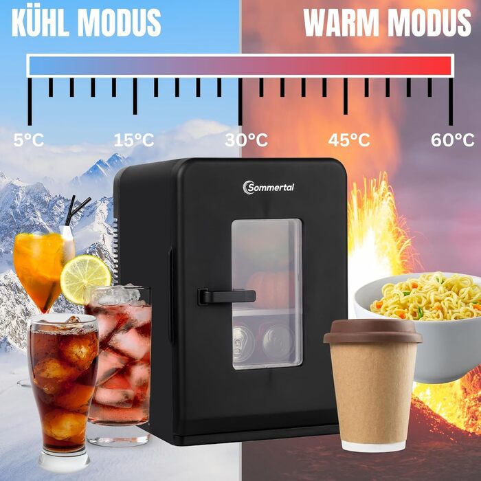 Міні-холодильник Sommertal KS15, для охолодження та нагрівання, об'єм 15 л, змінний струм для домашньої розетки та постійний струм