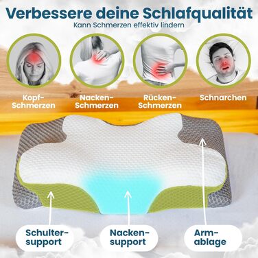 Ортопедична подушка для шиї подушка з піни з ефектом пам&39яті для сну на спині та на боці, ергономічна подушка для полегшення болю в шиї, дихаюча та сертифікована Oeko-TEX