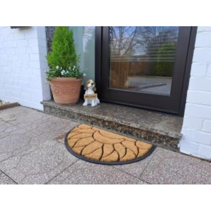 Килимок BaWoTec преміум-класу з кокосу, надзвичайно товстий, килимок для дверей, мотив полум&39я, напівкруглий