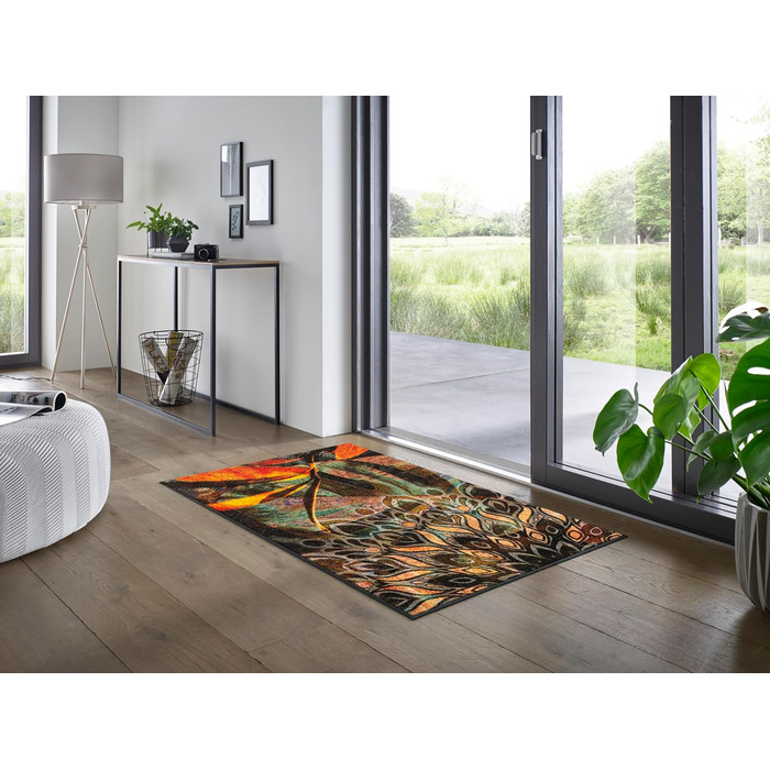 Килимок для дверей WashDry, Dance of Jungle 75x120 см, для використання всередині та зовні приміщень, можна прати, різнокольоровий 75 x 120 см (прямокутний)