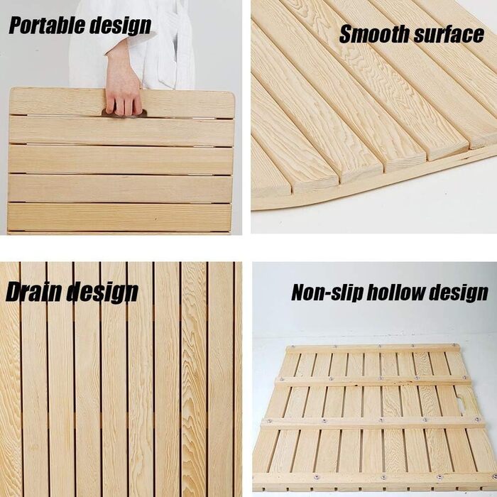 Натуральний килимок для ванної кімнати Дерев'яний килимок для ванної кімнати з масиву дерева Нековзний килимок для душу прямокутни