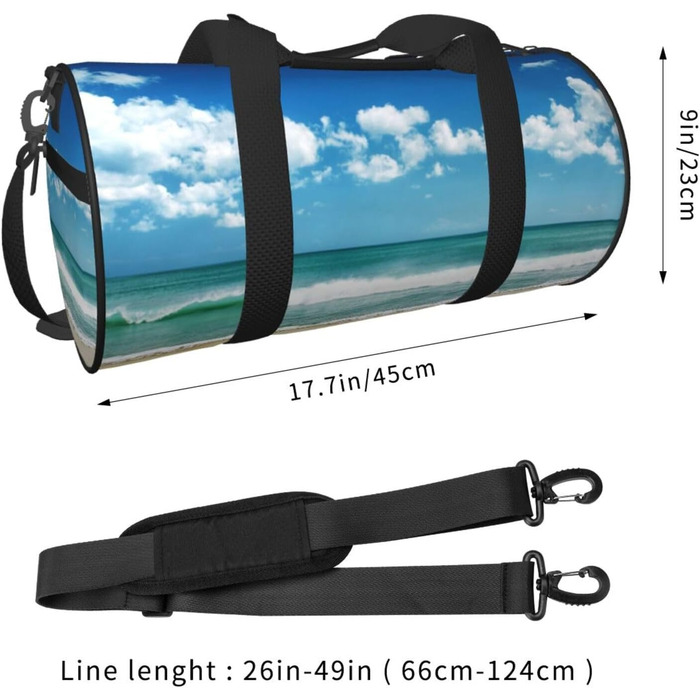 Спортивна сумка, дорожня сумка, пляжна сумка, білий принт Хмарки, сумка для подорожей на ніч, чорна, універсальний розмір, сумка для подорожей