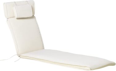 Садовий шезлонг Outsunny Lounger Cushion з подушкою Знімний чохол Поліестер бавовняне волокно кремовий білий 198 x 53 x 5 см