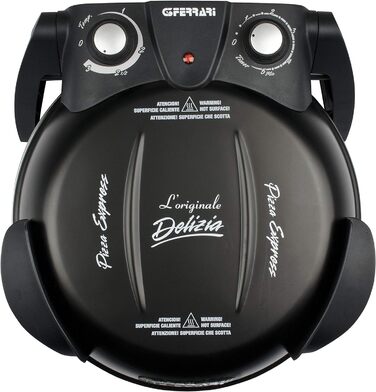 Піца для екстер'єру, піч для піци, 1200 Вт, 400C, кам'яна вогнетривка (діаметр 31 см), таймер 5', кулінарна книга в комплекті, чорна, 31,6 x 31,6 x 25 см, 3 Ferrari G10006