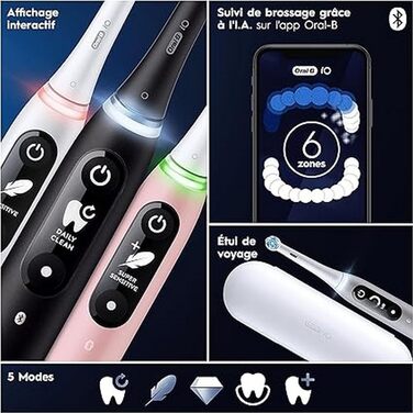 Електрична зубна щітка Oral-B iO 6N, Bluetooth, 2 щітки, 1 дорожній кейс, білий