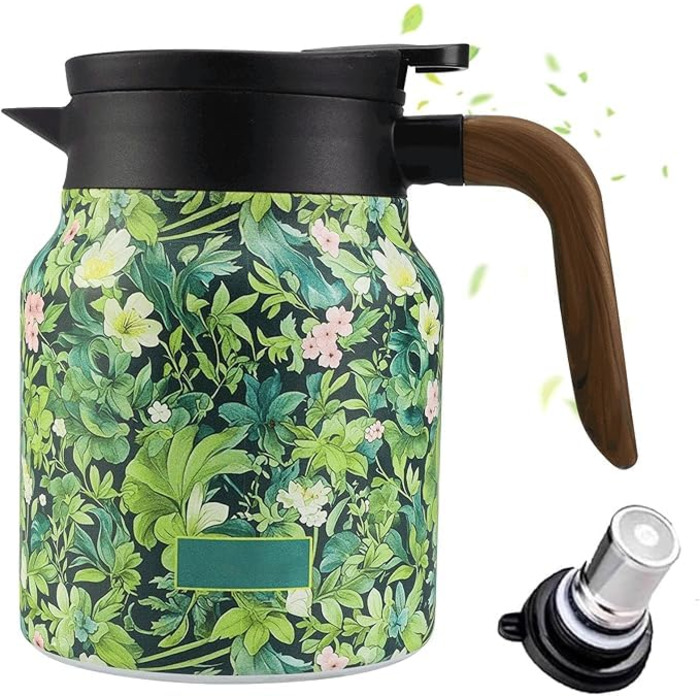Термос 1000 мл з чайним інфузером, вінтажний квітковий візерунок для чаю, термос з вінтажним квітковим візерунком, вакуумний чайник, підігрівач для кави з квітковим візерунком для гарячих напоїв