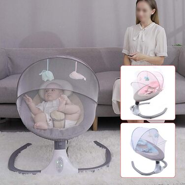 Дитяче крісло-гойдалка Baby Bouncer для 0-12місяців 3-12 кг, вбудований MP3-плеєр на 12 музичних інструментів, електричні дитячі гойдалки з музикою, складні, знімні та миються (синій)