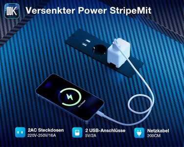 Ігровий стіл ODK зі світлодіодним освітленням, двосторонній ігровий стіл 150102 см з 2 розетками та 2 портами USB для зарядки, великий кутовий стіл із сітчастою полицею, чорний колір з вуглецевого волокна 150102 см з вуглецевого волокна, чорний колір