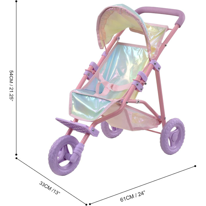 Коляска Olivia's Little World By Teamson Kids Іграшка для коляски з місцем для ляльок, різнокольорова райдужна OL-00016 різнокольо