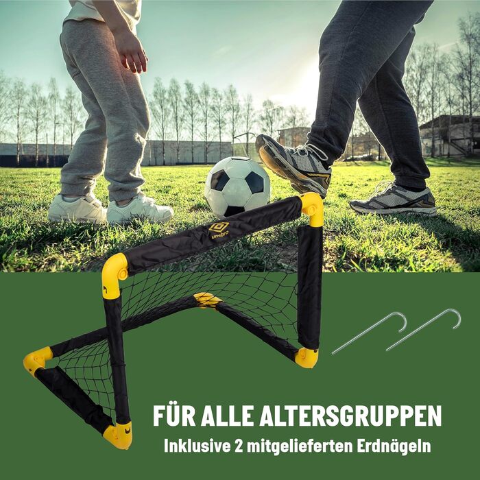 Футбольні ворота Umbro - Футбольні ворота 50 x 44 x 44 см - Складані футбольні ворота - Футбольні ворота для дітей садівництва - Футбольне тренувальне обладнання для використання в приміщенні та на вулиці - Чорний/Жовтий
