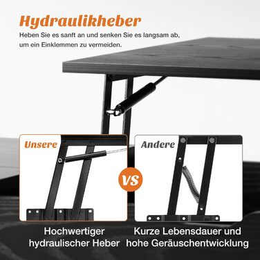 Журнальний столик Sweetcrispy з регульованою висотою, стіл для вітальні, журнальний столик з відкритим та прихованим місцем для зберігання, журнальний столик-диван, бічний столик, дерев&39яний столик-диван 100 x 50 см для вітальні, чорний/темно-чорний