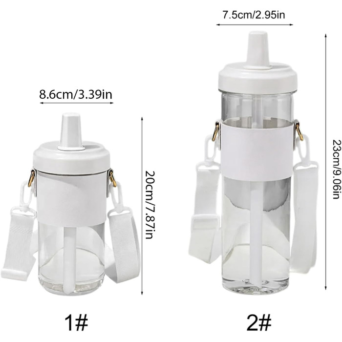 Чашка для пиття з плечовим ременем. Практична пляшка для води зі знімною трубочкою. Виготовлена з пластику. Для любителів напоїв. З плечовим ременем.