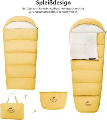 Дитячий спальний мішок Naturehike, літній, весняний, осінній, бавовняний спальний мішок для дітей, подорожей, кемпінгу, легкий теплий, кемпінговий, спальні мішки C300-жовтий