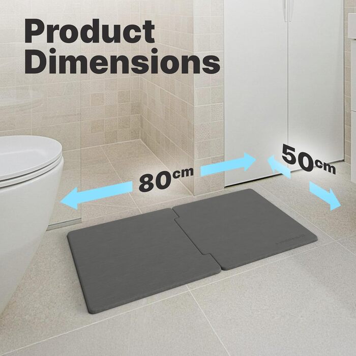 Килимок для ванної Minimism з каменю 80 x 50 см, діатомітовий килимок для ванної, кам&39яний килимок для ванної, килимок для душу, що швидко висихає, килимок для душу XL розміру, діатомітовий килимок (темно-сірий)