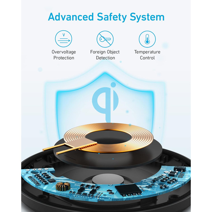 Бездротовий зарядний пристрій Anker 315, максимальна потужність 10 Вт, сумісний з iPhone 15 14 13 12 серії, Samsung S22, AirPods P