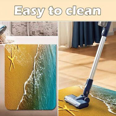 Килимок для ванної кімнати 42x60 см, килимок для ванної з гумовою підошвою, нековзний, можна прати, вбирає вологу, швидковисихає (пляжні хвилі)