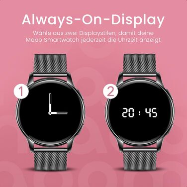 Розумний годинник maoo Ventura для жінок із функцією дзвінків, 1,32-дюймовий AMOLED-дисплей, монітор серцевого ритму, SpO, монітор артеріального тиску, понад 100 спортивних режимів, водонепроникність IP67, 5 браслетів у комплекті (чорний)
