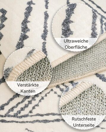 Килимова доріжка для коридору, 60 x 300 см, нековзка кухонна доріжка, килимова доріжка з коротким ворсом, яку можна прати, складається, дизайн бохо для коридору, кухні, вітальні та офісу, чорно-білий, 60 x 300 см