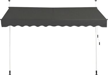 Тент COSTWAY із затискачем, ширина 300 см, балконний тент без свердління, стійкий до ультрафіолету, регульований по висоті, водовідштовхувальний, тент з ручним приводом, сонцезахисний тент, сонцезахист для балкону, сірий 300 см сірий