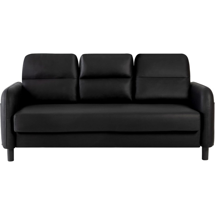 Диван 173 см, Чорні дивани для вітальні, Зручний тканинний диван, 3-місний диван з підлокітниками, 3 подушки та 4 дерев&39яні ніжки, Глибокий диван для відпочинку для домашнього офісу (чорний)