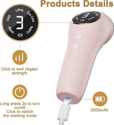 Радіочастотний пристрій Cozion для обличчя EMS пристрій для підтяжки обличчя 5 в 1 RF радіочастотний пристрій для обличчя зі світлодіодною світлотерапією Використовується для підтяжки шкіри та зменшення зморшок