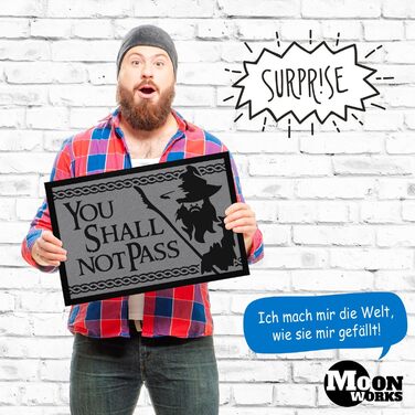 Килимок MoonWorks з написом Ти не пройдеш серія фентезі, нековзний та миється, чорний, 60x40 см, Ти не пройдеш чорний