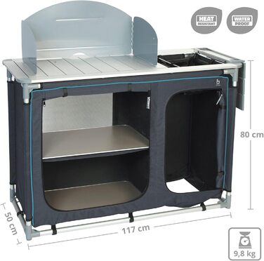 Кемпінговий кухонний ящик для подорожей, складна шафа, вітрозахисна раковина з алюмінію