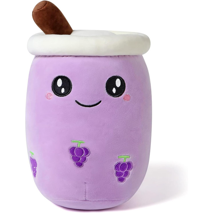 Плюшева іграшка Shownicer Boba Tea, каваї, м&39яка тварина з бульбашкового чаю, плюшева іграшка-подушка, подушка для ляльки у формі чашки молочного чаю, мила іграшка-подарунок для дітей, дівчаток, хлопчиків, фіолетовий виноград, 24 см