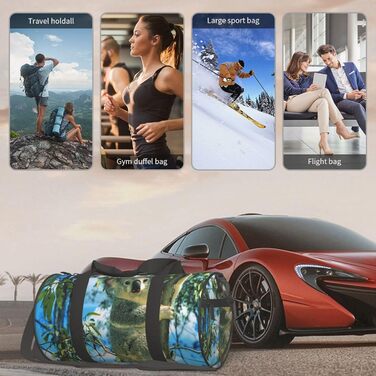 Спортивна сумка, дорожня сумка, принт Ведмідь, малюнок Коала, сумка для подорожей на ніч, Чорний колір, універсальний розмір, дорожня сумка