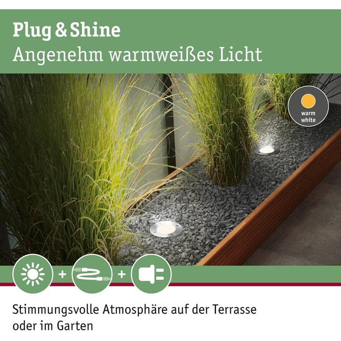 Вбудований підлоговий світильник Світлодіодні зовнішні світильники (одноточкові, 3000k, 98 мм), 93692 Plug & Shine LED Outdoor Light Floor Eco 3x1W Silver 93692