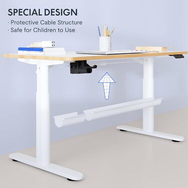 Дитяча парта FLEXISPOT, електрична парта з регулюванням висоти 120 x 60 см, для дітей від 6 років, ергономічна стільниця, вантажоп