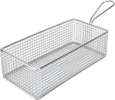 Кошик для фритюрниці Tomotato Кошики для чіпсів фрі сітка 215x106x66 мм Прямокутник з нержавіючої сталі Тримач для картоплі фрі Фільтр для смаженої їжі у фритюрі для цибулевих кілець Курячі крильця Кухня Ресторан