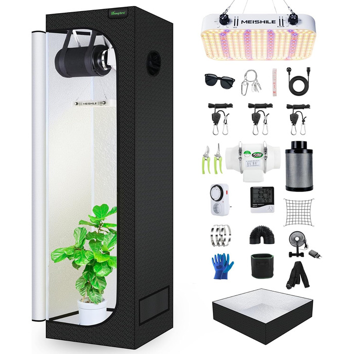 120W LED Grow Lamp Full Spectrum, Complete Hydroponics 600D Growing Tent Kit Kit System Ventilation with Thermo-Hygrometer (SZXTJ-60x60x180), 120W LED Grow Lamp Full Spectrum, Complete Hydroponics 600D Growing Tent Kit Kit System Ventilation with Thermo-H