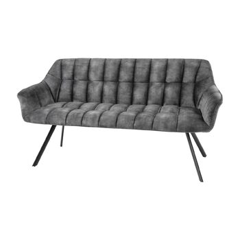 Обідня лавка Riess Ambiente Papillon - 165 см - сіро-чорна - оксамитовий металевий каркас, спинка, підлокітники, м&39яка лавка, кухонна лавка, обідня лавка