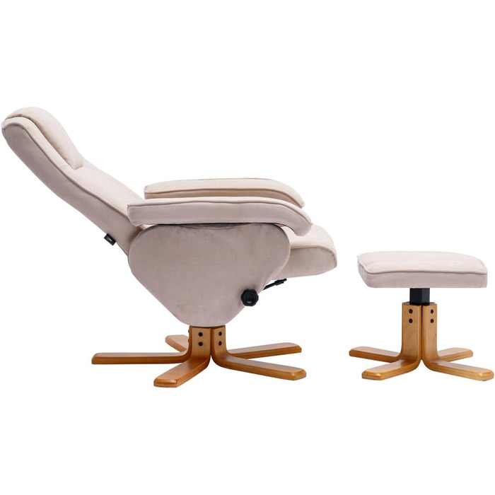 Крісло-табурет SVITA Charles, бежеве крісло для телевізора, обертове крісло, поліестер, дерево