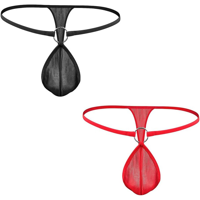 Стрінги чоловічі RSLOVE, сітка, еротичні, чорний/червоний, M–XL