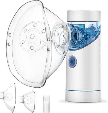 Набір портативних інгаляторів, безшумний інгалятор-небулайзер з мундштуком і маскою, ефективний при респіраторних захворюваннях, заряджається від USB, інгалятор для дітей і дорослих, білий