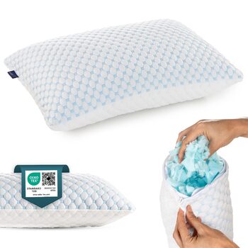 Регульована гелева подушка Alkamto 73x48 см охолоджувальна подушка з піни з ефектом пам&39яті з двостороннім чохлом з крижаного шовку та віскози ідеально підходить для сну на спині, животі та на боці розмір queen-size для спокійного сну 73x48x14 см