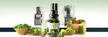 Соковижималка Kuvings REVO830 Slow Juicer - електрична соковижималка з потужним двигуном для цілих фруктів і овочів, потужність 240 Вт (чорний матовий)