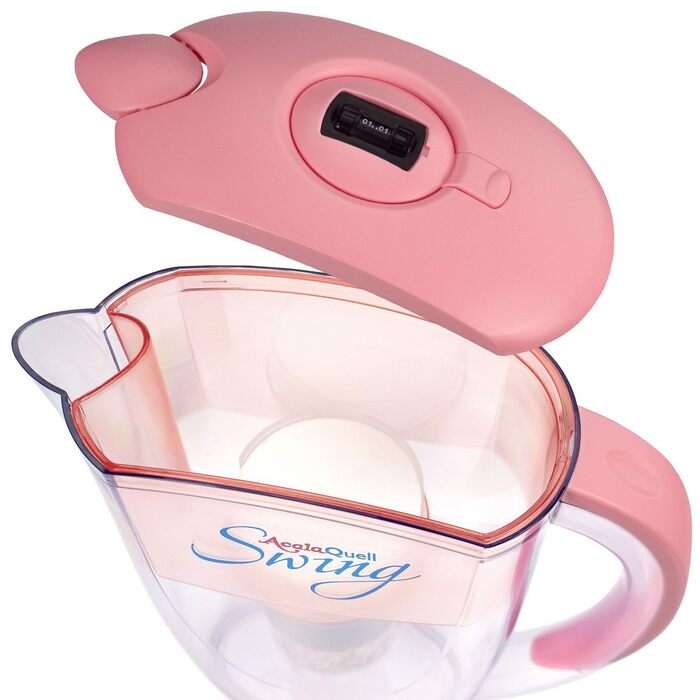 Фільтр для води AcalaQuell Swing троянда Фільтр для води з активованим вугіллям Найвища продуктивність фільтра - багатошаровий Без BPA та BPB ReNaWa - Технологія Створює смачну, заспокійливу воду