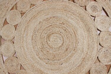 М круглий килим килим кілім, бежевий, плетений джутовий килим, для приміщень і вулиці, плоске плетіння, для спальні, тумбочки, кру