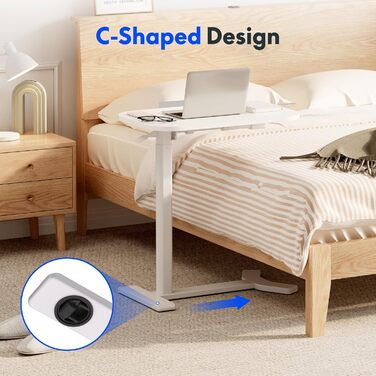 Приставний столик FLEXISPOT H5 - Гнучкий столик для ноутбука та ліжка з похилою стільницею, регульований по висоті та мобільний, ідеально підходить для дивана, ліжка та читання (білий) 60 x 40 см Білий біла рама (інструкція)