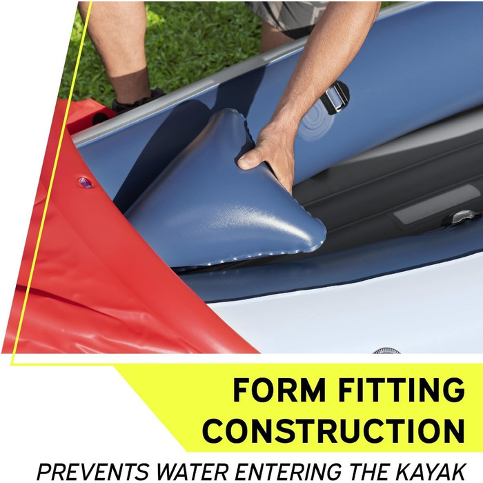 Надувний каяк Bestway Hydro-Force на 3 особи з алюмінієвими веслами та ручним насосом, каяк на 3 особи, повний комплект каяків на 3 особи, червоний