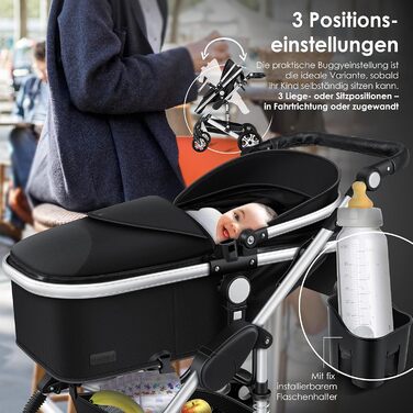 В 1 коляска та прогулянкова коляска в комплекті вкл. люльку та автокрісло спортивне сидіння та дитяче автокрісло повна гумова люль