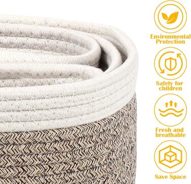 Набір коробок для зберігання з 4 шт. , кошик для в&39язання з бавовняної мотузки, кошики, коробка для зберігання, подарунковий кошик, порожній кошик для зберігання, кошик для зберігання, для ванної кімнати, ванни, пеленального столика, кошик для іграшок-о