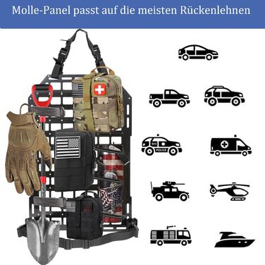 Панель Автомобіль 58см * 36см Molle Спинка сидіння Організатор спинки заднього сидіння Тактичне зберігання Абс Пластик Екологічно