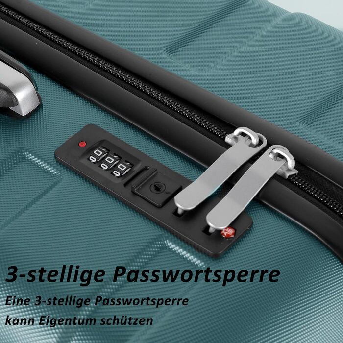 Ручна поклажа TANTOMI, 20-дюймова валіза з твердим корпусом, візок, легка валіза на колесах з ABS-пластику, дорожня валіза з 4 колесами, 3-значний кодовий замок (світло-темно-зелений, 41 л) Світло-темно-зелена ручна поклажа (M)