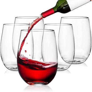 Унцій небиткі пластикові стакани для вина, 450 мл багаторазові надміцні прозорі стакани для пиття, стакани без ніжки для шампанськ
