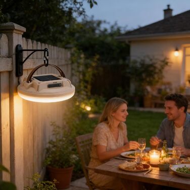 Сонячні кемпінгові ліхтарі Світлодіодний дисплей, водонепроникний, акумуляторний Кемпінгові ліхтарі для виживання, піших прогулянок, походів, нічної риболовлі, ситуацій виживання та побутових відключень електроенергії, бежевого кольору